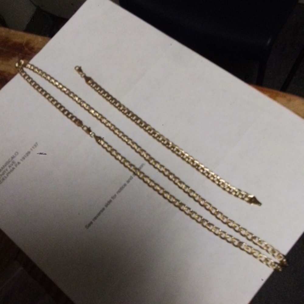 18k gold chain and bracelet set over stainless steel